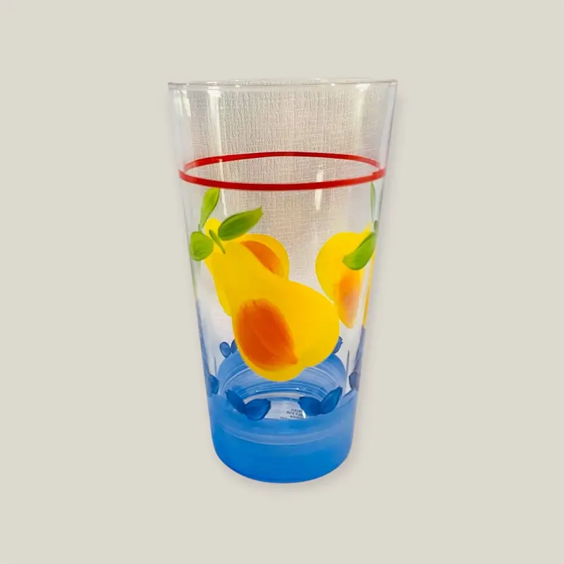 Hand-Painted Glass Tumbler Set – Pear Motif By Pitti 1
