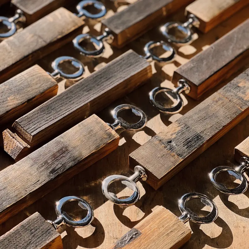 Handcrafted Bottle Opener Made From Repurposed Bourbon Barrel Staves 1