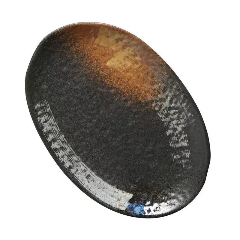 Handcrafted Japanese Ceramic Oval Jiyun Serving Plate – Matte Glaze Finish 1