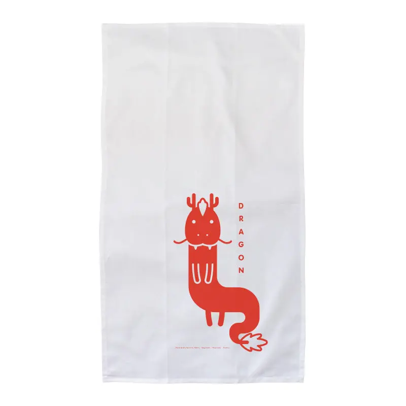 Handmade Flour Sack Kitchen Towel – Zodiac Dragon Print, Made In Hawai‘I 1