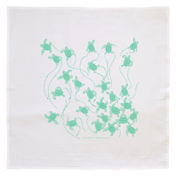 Handmade Hawaiian Flour Sack Towel – Honu (Sea Turtle) Motif (Made In Hawai‘I) 1