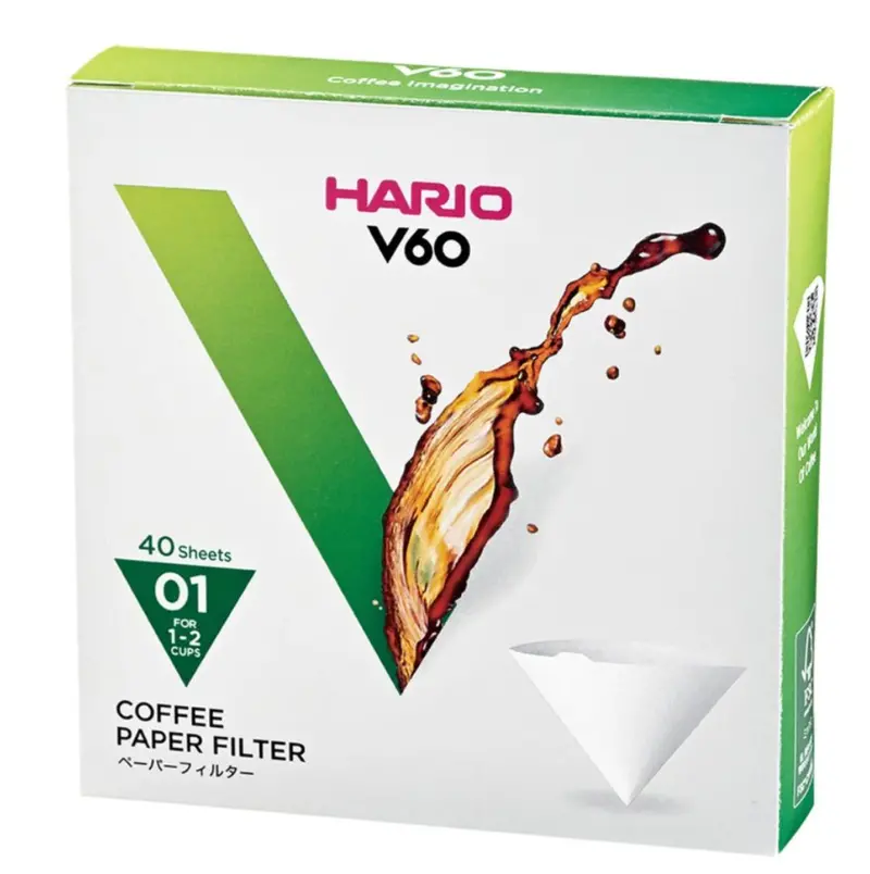 Hario V60-01 Paper Filters – Pack Of 40 Natural Unbleached Sheets 1