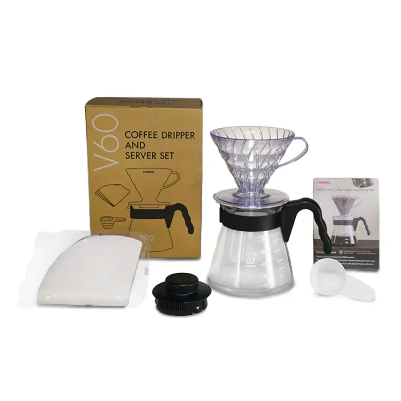 Hario V60 Dripper & Server Bundle – Ceramic Dripper + Glass Carafe Set 1