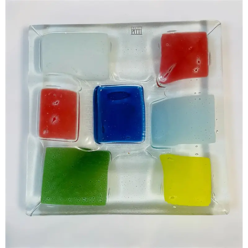 Harlequin Mosaic Square Glass Plate – Studio Pitti Artisan Design 1