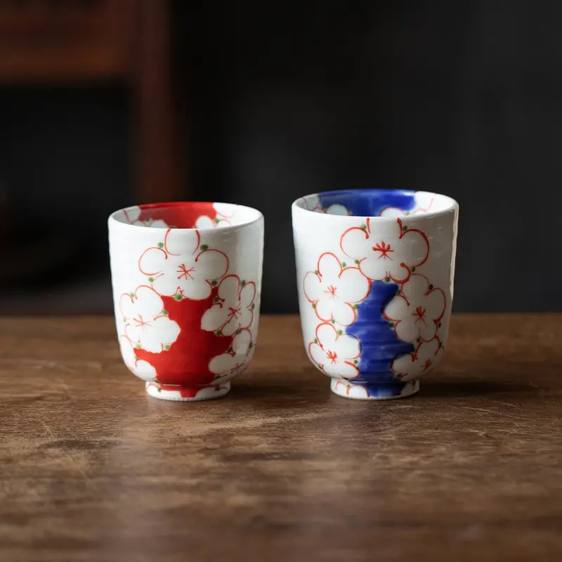 Hasami Ware Handcrafted Sakura-Themed Couple Teacup Pair 1