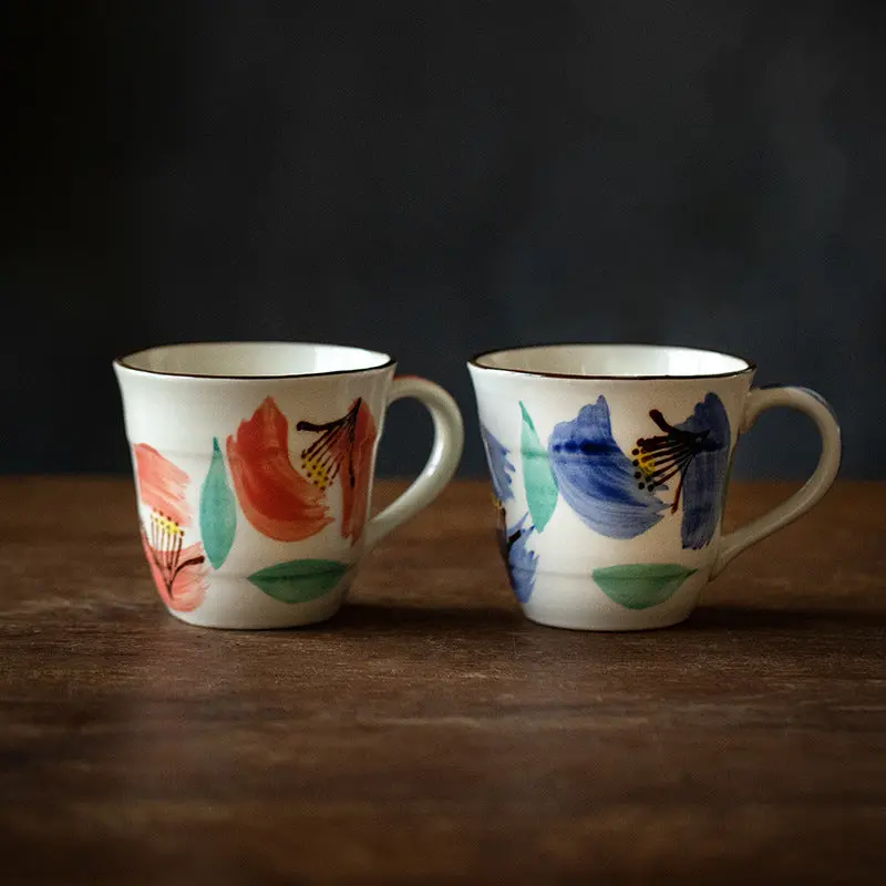 Hatsuichi Mino Ware Floral Layered Ceramic Mug Set 3