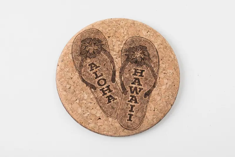 Hawaii Slipper Flip-Flop Cork Coaster – Single Round Design 1