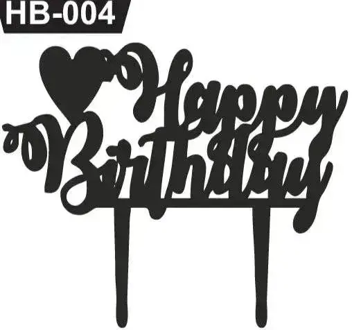 Hb-004 Heart-Accented Acrylic Birthday Cake Topper – Sweet ‘Happy Birthday’ Tag 1