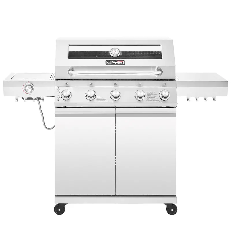 Heavy-Duty 5-Burner Stainless Steel Gas Grill With Infrared Side Burner – 72,000 Btu 1