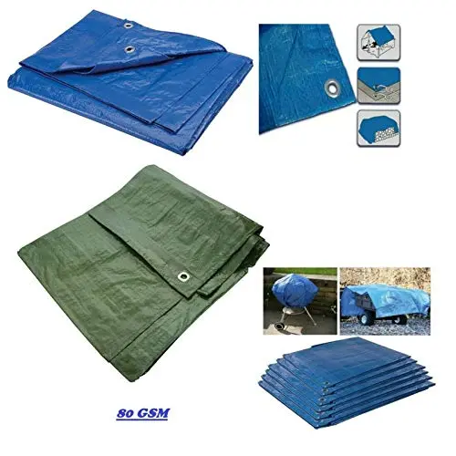 Heavy-Duty Waterproof Tarpaulin Sheet – 80 Gsm Blue Or Green Polyethylene Cover For Camping, Gardening, Fishing, And Pet Use 1