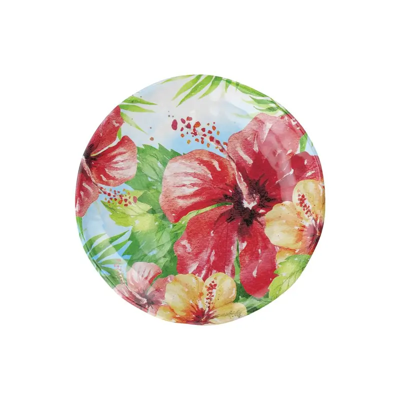Hibiscus-Print Melamine Dinnerware Collection – Four Complementary Sizes 1