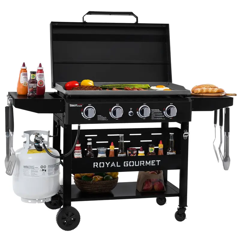 High-Output 4-Burner Gas Griddle With Hood — 52,000 Btu Flat Top 1