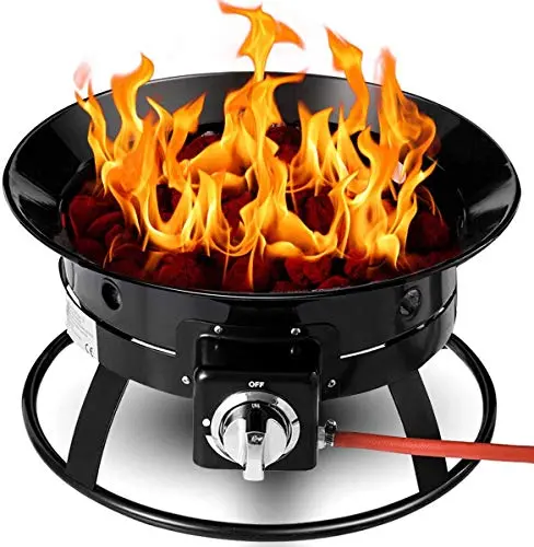 Home Essential Portable Gas Fire Pit – 48Cm Lpg Patio Heater With Lava Rocks, Hose & Weatherproof Cover 1