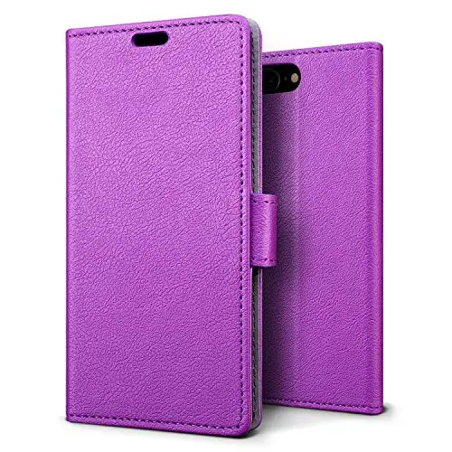 Iphone 8 Plus Pu Leather Wallet Case – Purple Flip Cover With Stand, Rfid-Safe Card Slots, And Premium Texture 1