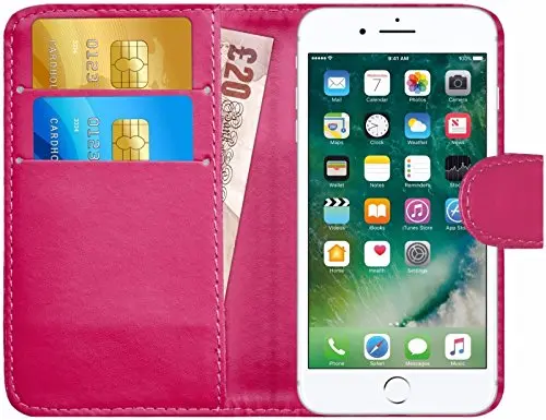 Iphone 8 Pu Leather Wallet Case – Pink Flip Cover Featuring Built-In Stand And Dual-Purpose Card Storage 1