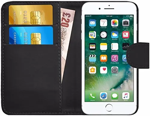 Iphone 8 Pu Leather Wallet Case – Sleek Black Flip Cover With Stand, Card Holder, And Protective Design 1