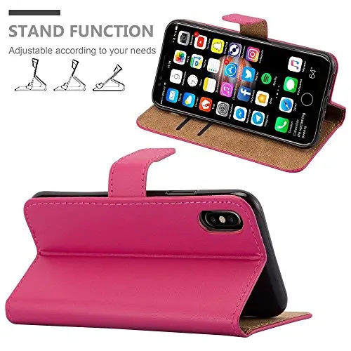 Iphone X Pu Leather Wallet Case – Pink Flip Cover With Card Storage & Adjustable Stand 1