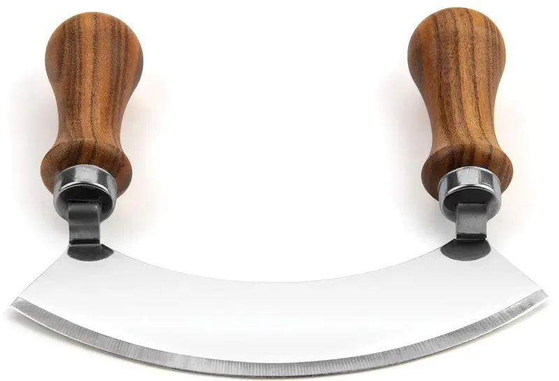Ironwood Acacia Mezzaluna Chopper With Dual Handles 1