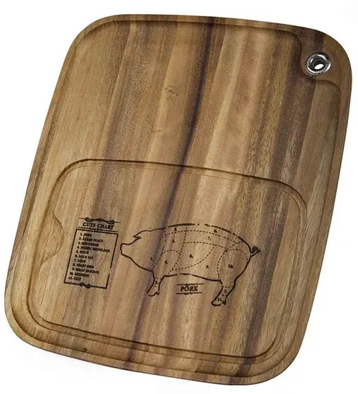 Ironwood Pig Bbq Serving Platter – Handcrafted Wood Board With Groove For Juices 1