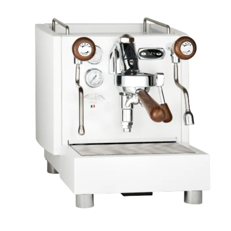 Izzo Alex Pid Plus Single-Group Espresso Machine – White Body With Wood Knobs 1