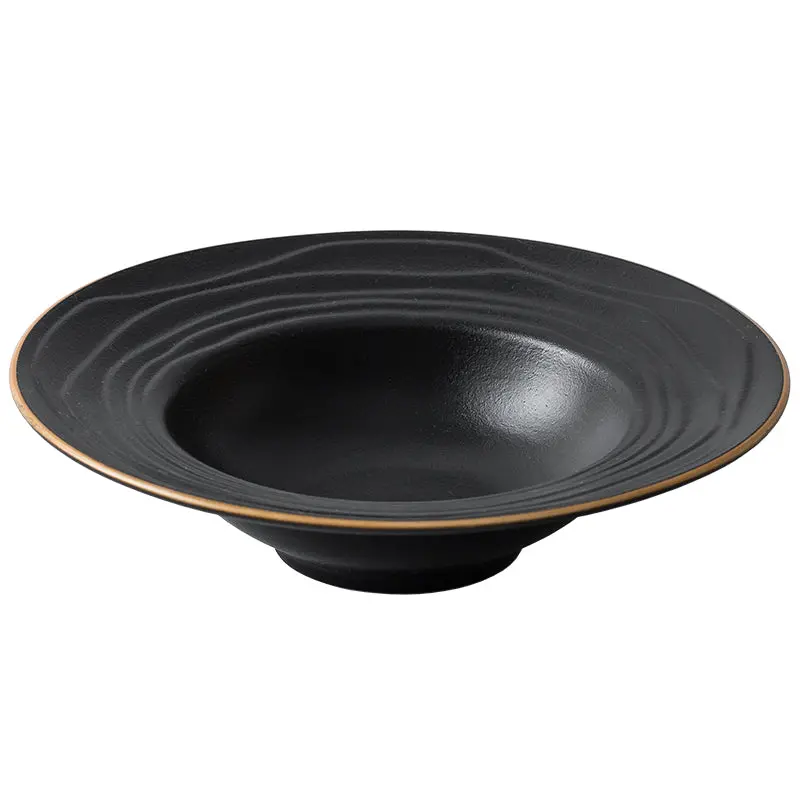 Japanese Wave-Textured Ceramic Soup Bowl – Microwave Safe 1