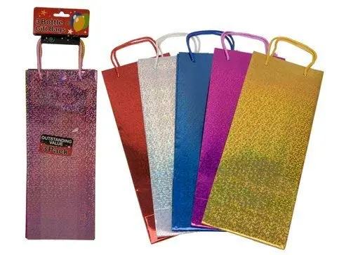 Kav 12-Piece Assorted Holographic Wine Bottle Gift Bags With Rope Handles – Ideal For Christmas, Weddings, Anniversaries & Birthdays 1