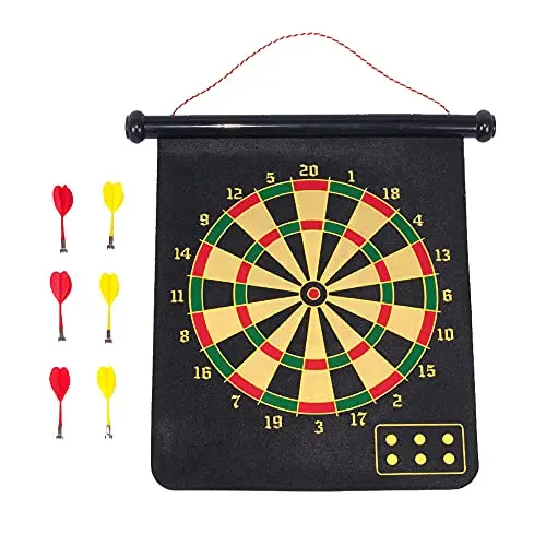 Kav 17-Inch Double-Sided Magnetic Dartboard Set – Portable Roll-Up Mat With 6 Darts, Ideal For Kids, Adults, Parties & Indoor/Outdoor Play 1