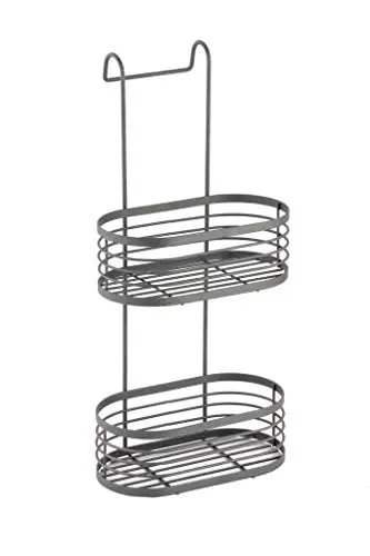 Kav 2-Tier Grey Hanging Shower Shelf – No-Drill Over-The-Glass Caddy 1