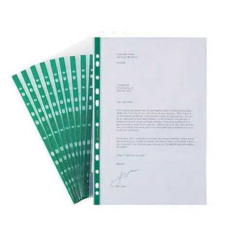 Kav® 25-Pack Of A4 Green-Strip Clear Punch Pockets – 60-Micron Premium Glass-Like Polypropylene With Reinforced Holes 1
