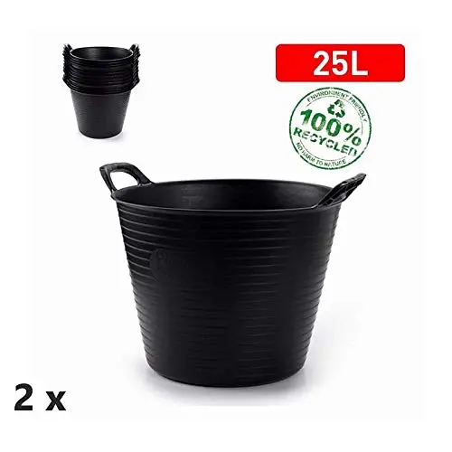 Kav® 25L Flexible Rubber Storage Tub – Heavy-Duty Polyethylene Garden & Home Container (Black) 1