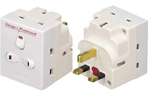 Kav 3-Way Uk Plug Adaptor – Switched, Surge-Protected Triple Socket Extension Cube 1