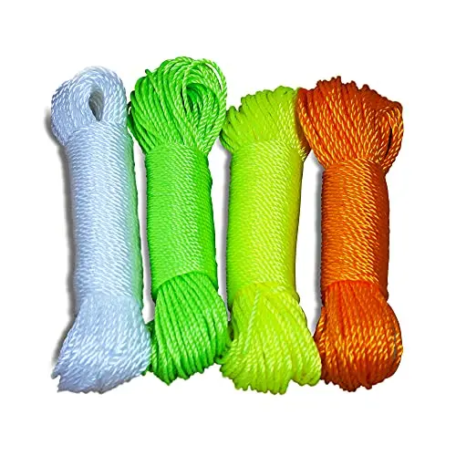 Kav 30-Meter Twisted Nylon Cord – 3Mm Durable Rope For Camping, Gardening, Tarp Securing, Clotheslines, And Outdoor Traction (Assorted Colors) 1
