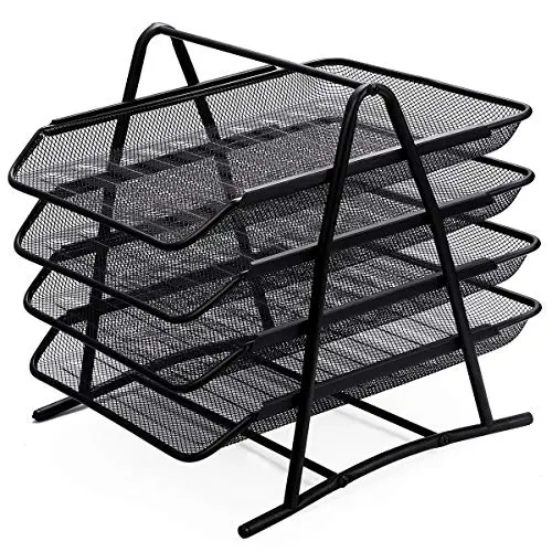 Kav 4-Tier Mesh Desk Organizer – Letter Tray System For Office Or Home Use 1