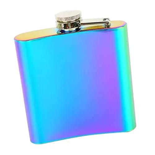 Kav 6Oz Stainless Steel Hip Flask – Blue Screw-Cap Design, Portable Liquor Carrier (10.5 × 9.5 Cm) 1