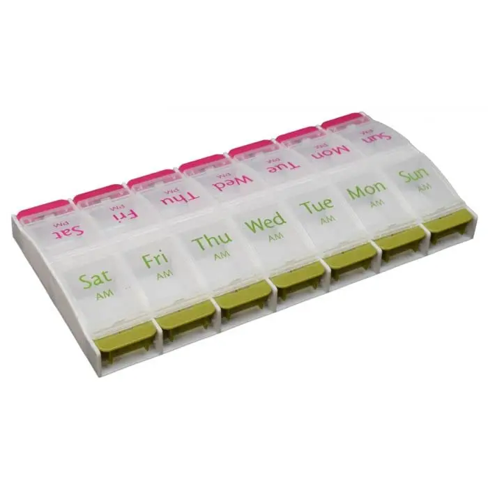 Kav 7-Day Am/Pm Pill Organizer – Bpa-Free 14-Compartment Medicine Dispenser With Reminder Function For Vitamins, Supplements & Fish Oil 1
