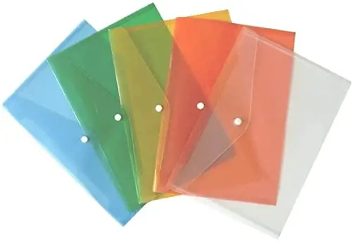 Kav A4+ Document Wallets – 6-Pack Assorted Colour Popper-Fastened File Envelopes For School & Office 1