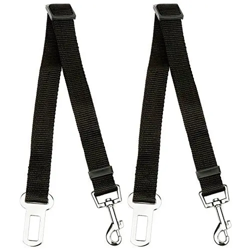 Kav Adjustable Pet Car Seat Belt Harness – Heavy-Duty Polypropylene Strap With Zinc Alloy Snap & Metal Buckles (2-Pack, Black) 1
