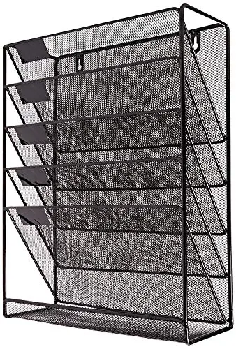 Kav Black Mesh Wall-Mounted Magazine & Literature Organizer For Home Or Office 1