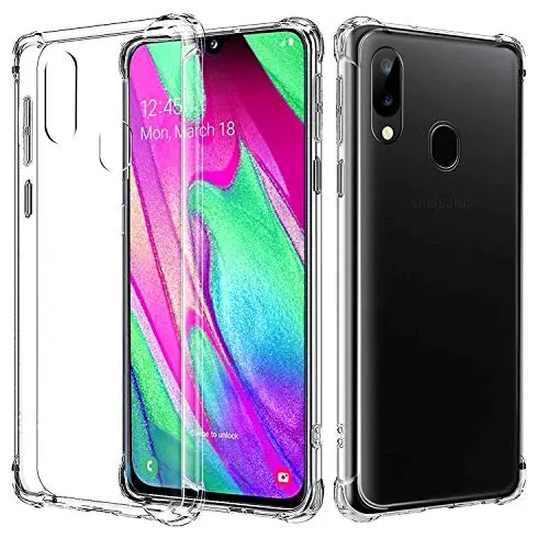 Kav Clear Gel Case For Samsung Galaxy A40 – Slim Shockproof Bumper With Tempered Glass Screen Protector 1