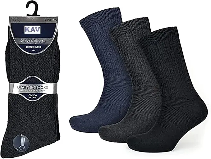 Kav Extra-Wide Diabetic Socks Pack (12 Pcs) – Cotton-Rich, Comfort-Fit Socks For Swollen Legs, Uk Men’S Sizes 7–11, Multicolour Assortment 1