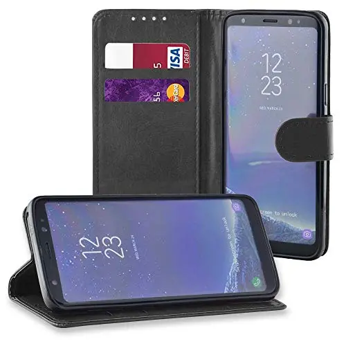 Kav Faux Leather Folio Case – Magnetic Flip Cover With Card Slots & Kickstand For Samsung Galaxy J6+ 1