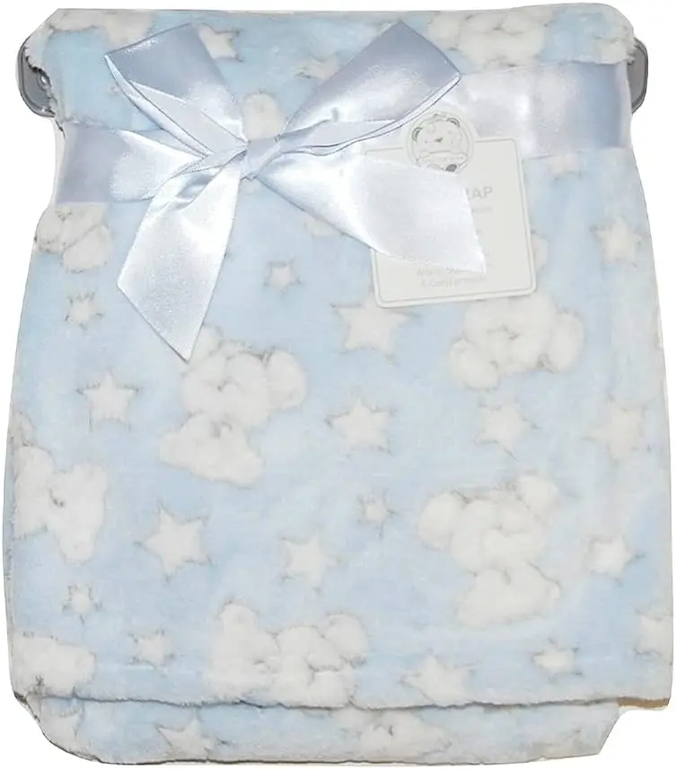 Kav Fleece Baby Swaddle Blanket – Unisex 75X100 Cm Teddy & Stars Print Wrap For Newborns & Infants 1