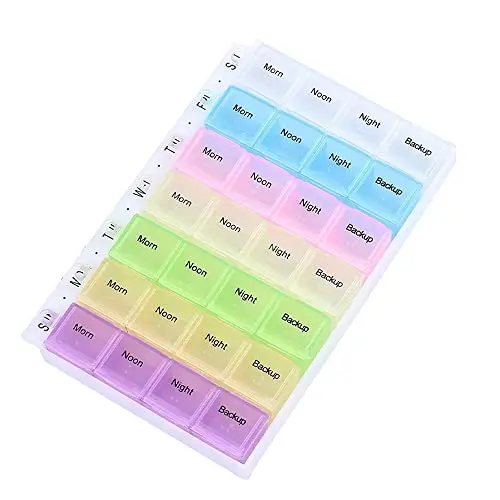 Kav Food-Grade 7-Day Pill Box – Weekly Medication Organizer With Color-Marked Compartments For Supplements, Vitamins, Cod Liver Oil, And Multi-Dose Scheduling 1