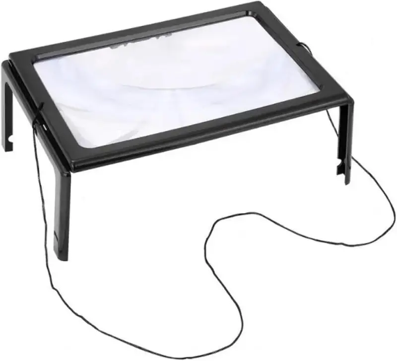 Kav Hands-Free 3X Led Magnifier With Neck Cord – Foldable Illuminated Reading Lens With Stand, Ideal For Books, Crafts & Detailed Tasks 1