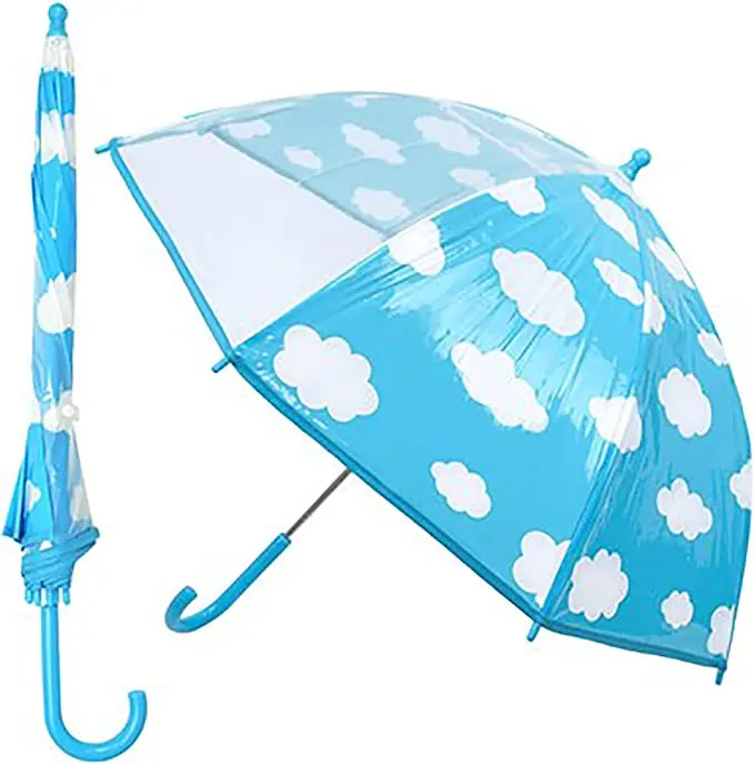 Kav Kids Transparent Cloud-Themed School Umbrella – Lightweight Dome Design For Boys & Girls 1
