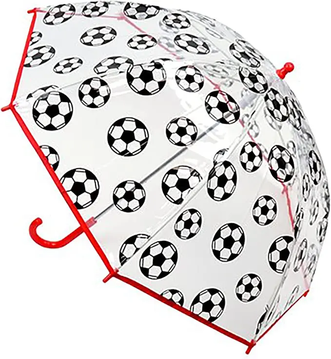 Kav Kids Transparent Football-Themed School Umbrella – Lightweight Dome Design For Boys & Girls 1