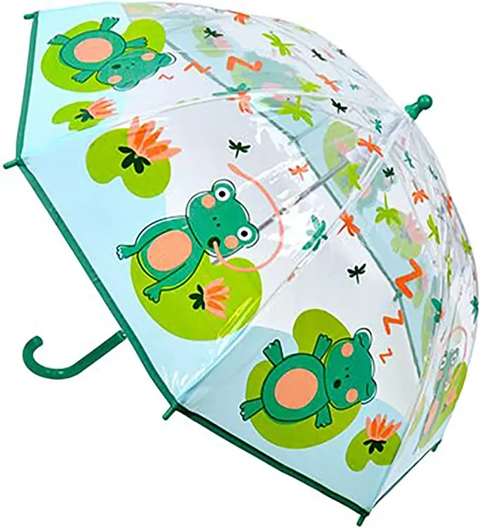 Kav Kids Transparent Frog-Themed School Umbrella – Lightweight Dome Design For Boys & Girls 1