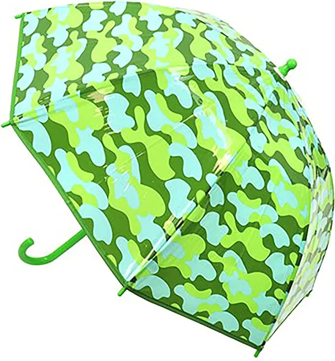 Kav Kids Transparent School Umbrella – Camo-Print Dome Parasol For Boys & Girls 1