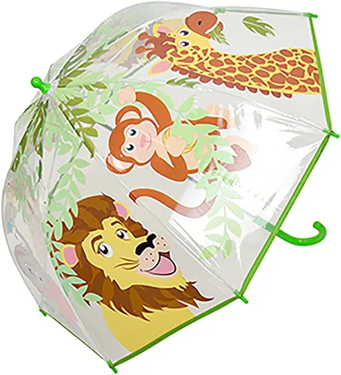 Kav Kids Transparent School Umbrella – Cute Animal-Print Dome Parasol For Children 1