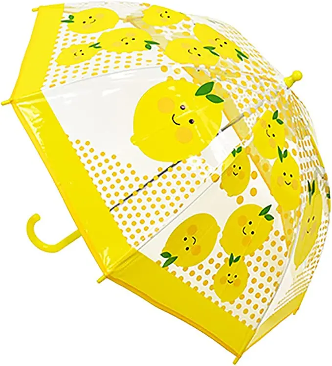 Kav Kids Transparent School Umbrella – Lemon-Colored Dome Parasol For Boys & Girls 1